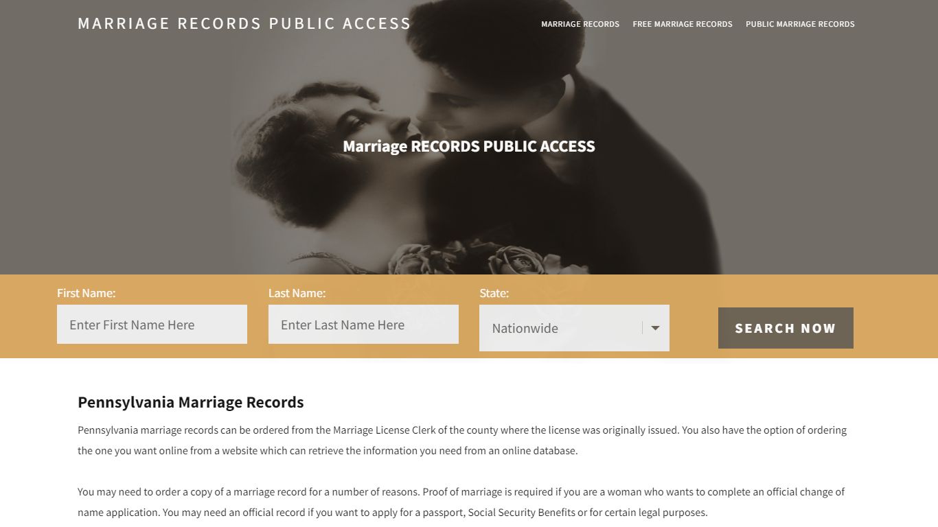 Pennsylvania Marriage Records |Enter Name and Search | 14 Days Free
